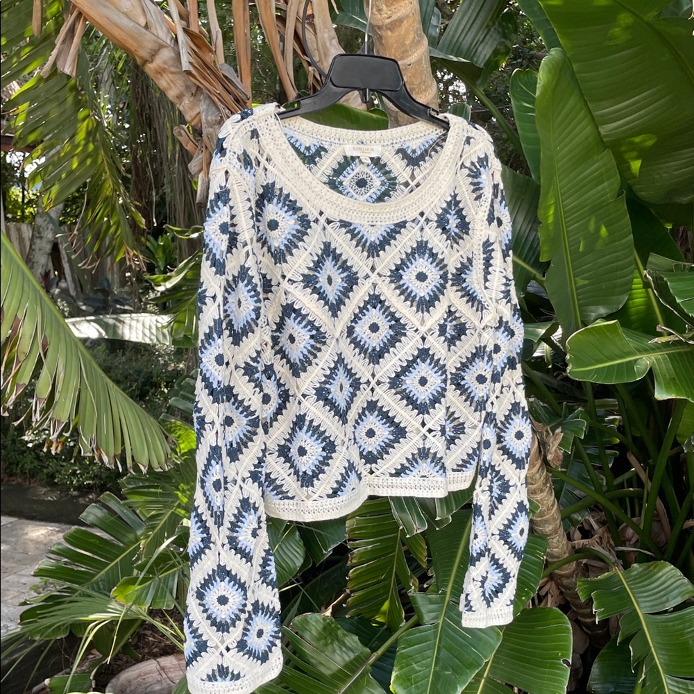 Crochet, granny square crop top with bell sleeves